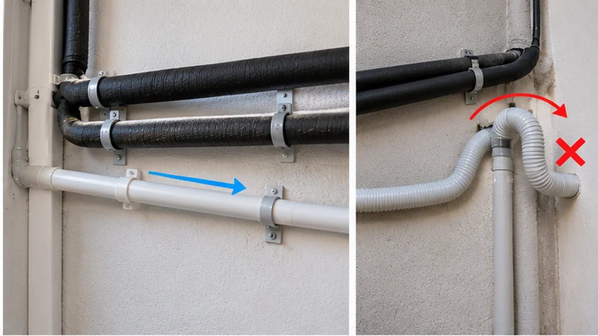 Outdoor aircond condenser installed with open airflow and secure wall brackets