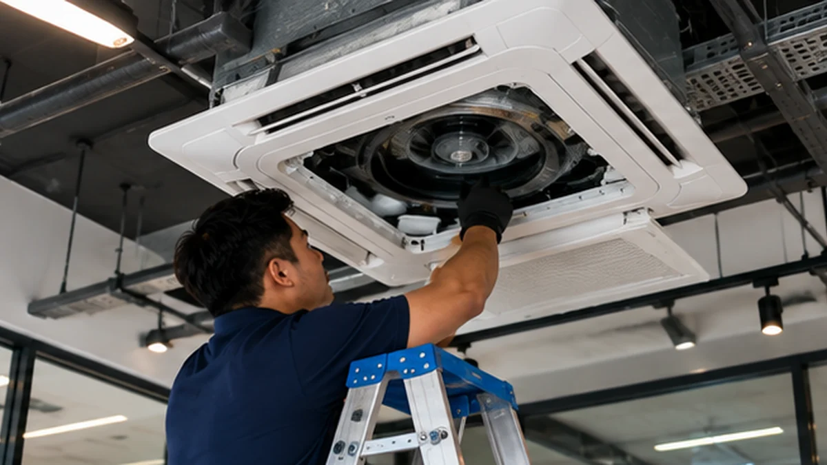  Ceiling cassette installation in a commercial office environment. 