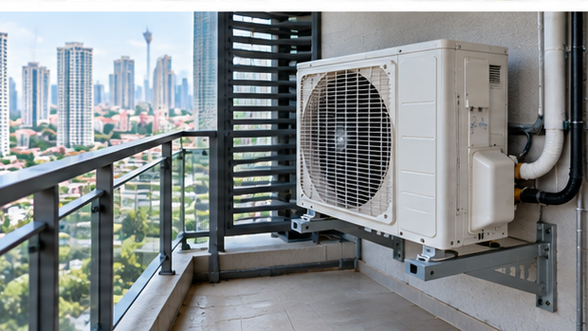 Technician checking an existing electrical point before aircond installation